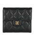 Chanel Small Classic Flap Wallet, &pound;520, Accessories, Black, Lambskin Leather, Front view